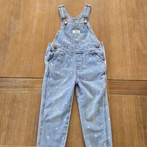 OshKosh B'gosh Light Blue Denim Overalls with Pink Accents